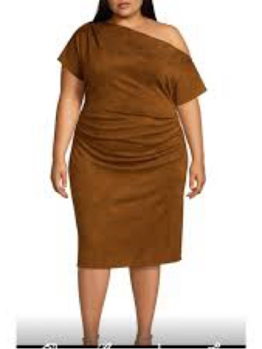 Gibson Latimer Faux Suede Cowl Neck Ruched Sheath Dress